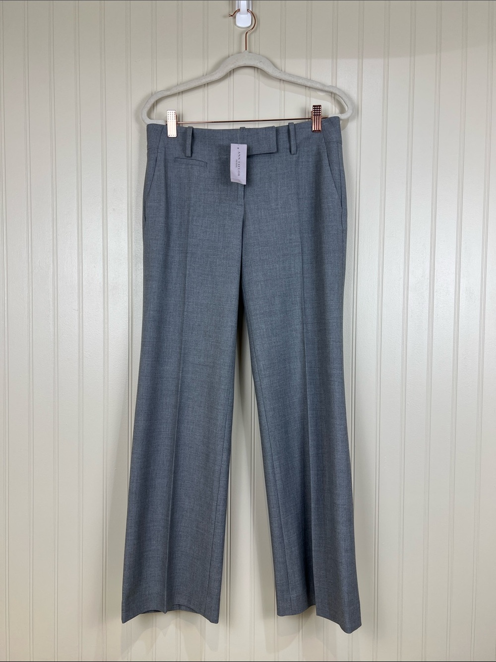 NWT Ann Taylor Julie Straight Leg Trousers Heathered Gray Size 2P